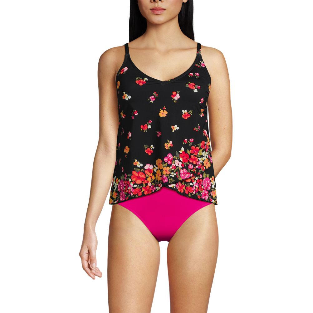 Women's V-Neck Tulip Hem Tankini Swimsuit Top Lands' End