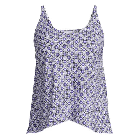 Women's Long Torso Chlorine Resistant Tulip Hem Tankini Swimsuit Top  - primary