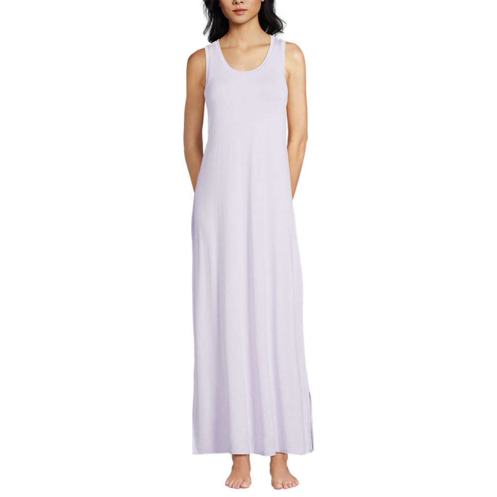 Women's Soft Nightdress With Built In Bra Solid Color Sleeveless