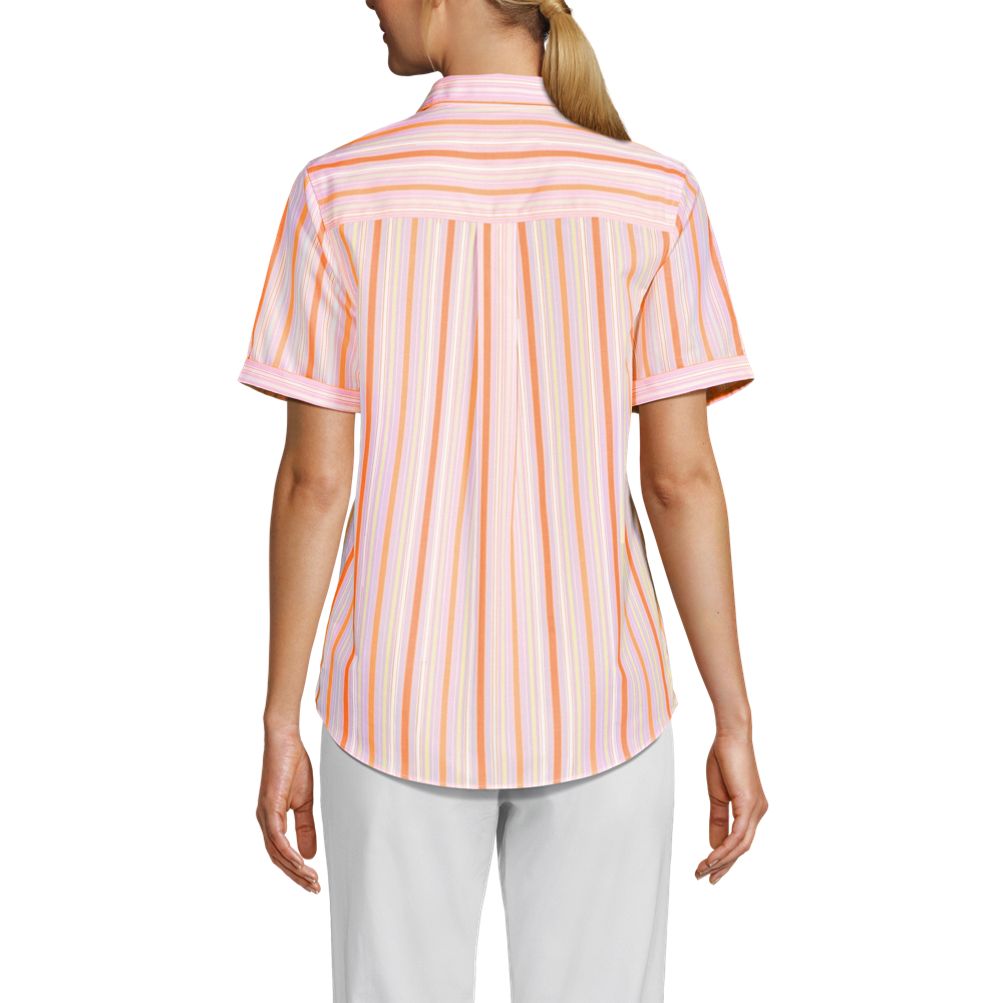 売れ筋商品|||ランズエンド カットソー トップス レディース Women's Plus Size No Iron Button Front Shirt Bermuda blue mini stripe Women's No Iron Button Front Shirt | Lands' End