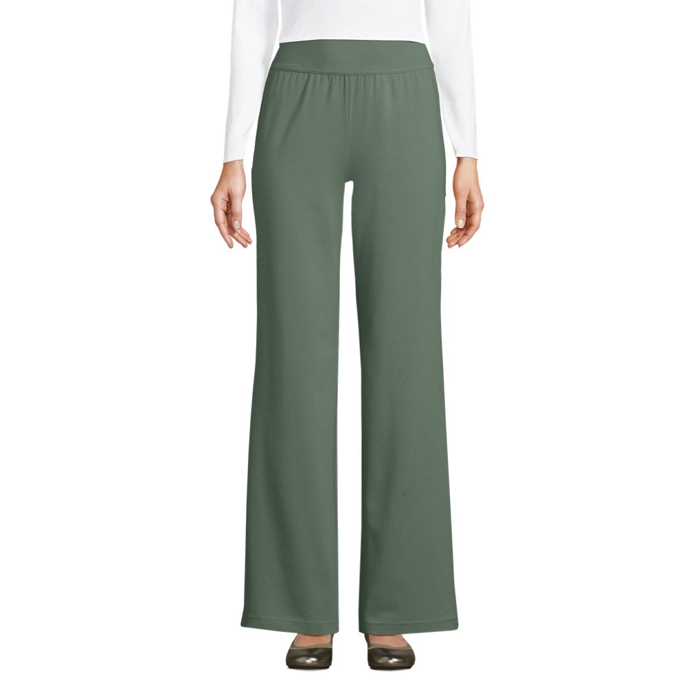 Business Woman Light Olive Green Wide-Leg Trouser Pants