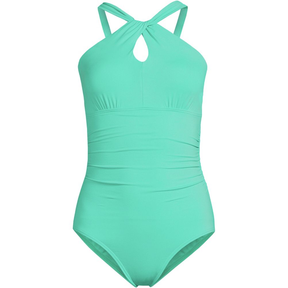 Lands' End Womens Chlorine Resistant One Shoulder Cut Out One