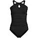 Women's Plus Size Chlorine Resistant High Neck to One Shoulder Multi Way One Piece Swimsuit, Front