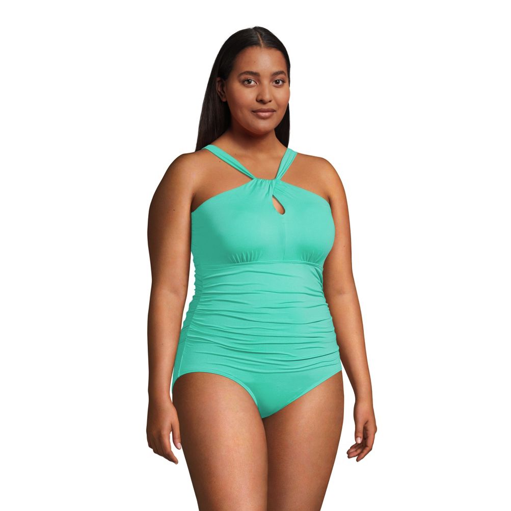 Women's Plus Size Chlorine Resistant High Neck Multi Way One Piece Swimsuit