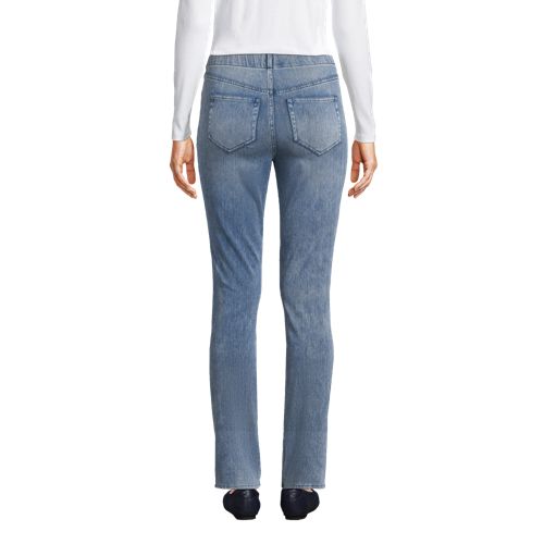 Women's Starfish High Rise Knit Denim Straight Jeans, Back