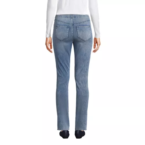 Women's Starfish High Rise Knit Denim Straight Jeans, Back