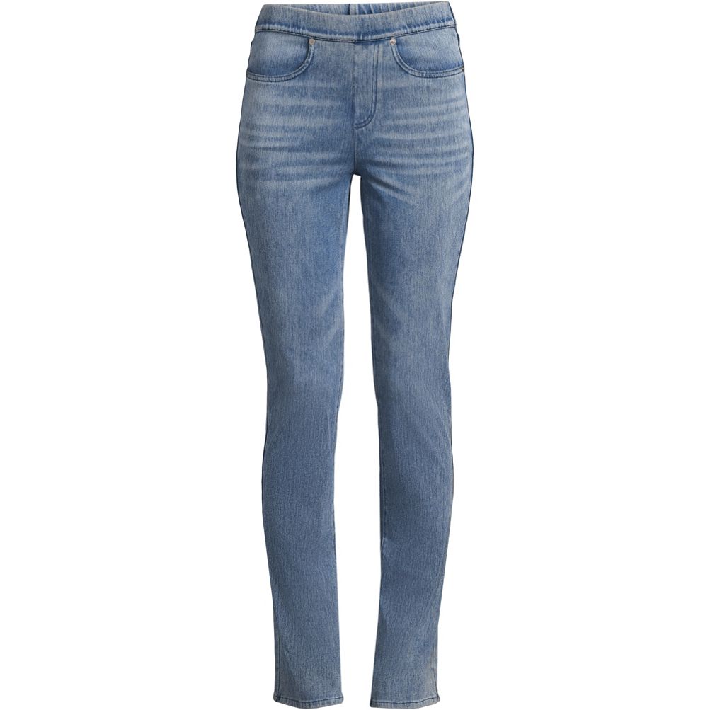 INC Denim Pull-On Elastic Waist Mid Rise Stretch Blue Jeans