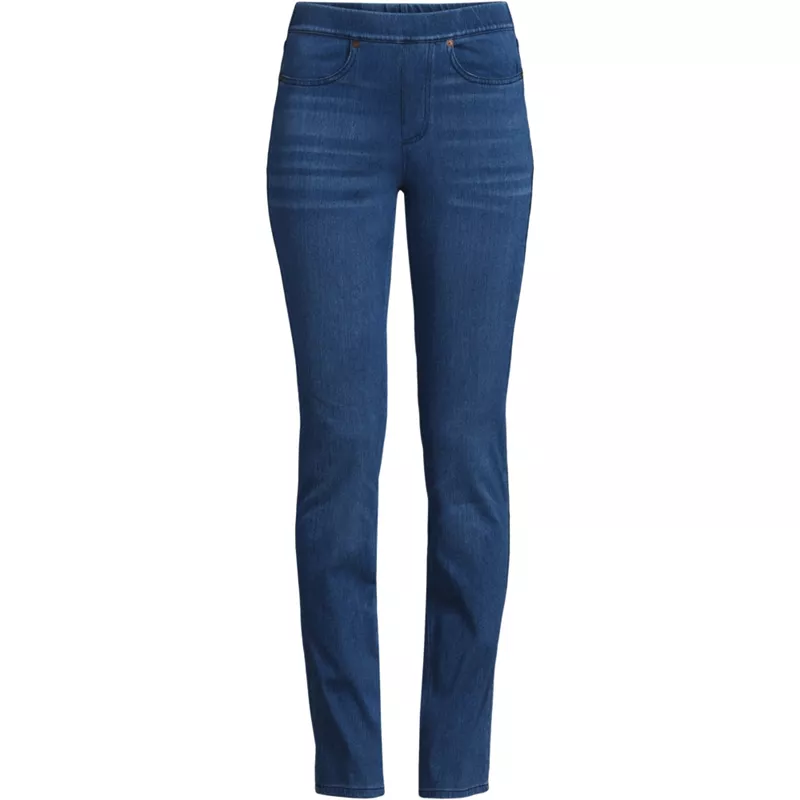 Women's Plus Size Starfish High Rise Knit Denim Straight Jeans, Front