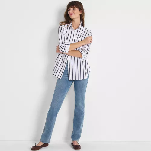 Women's Starfish High Rise Knit Denim Straight Jeans, alternative image