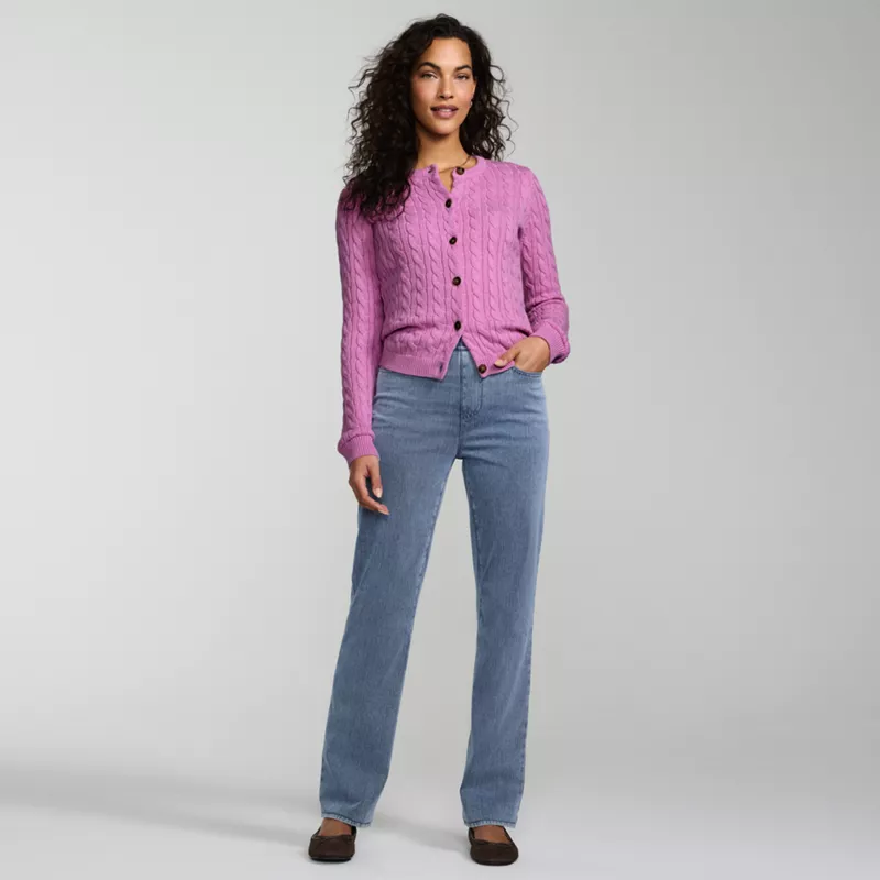 Women's Starfish High Rise Knit Denim Straight Jeans, alternative image