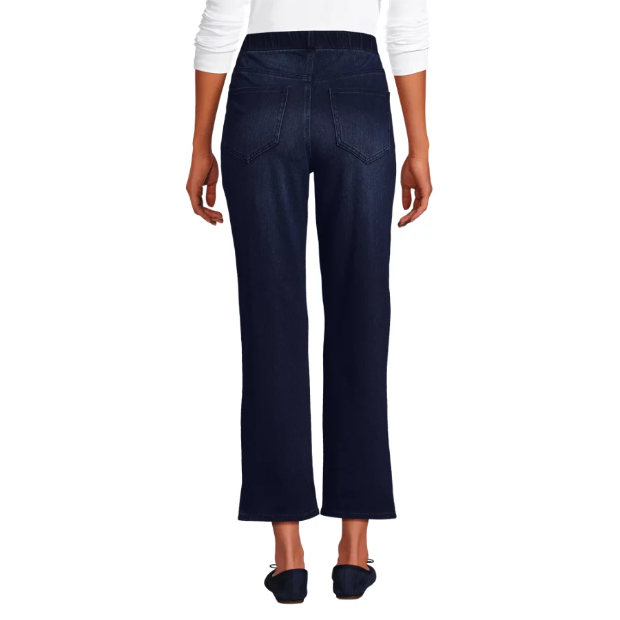 Women's Starfish High Rise Knit Denim Straight Crop Jeans view 3