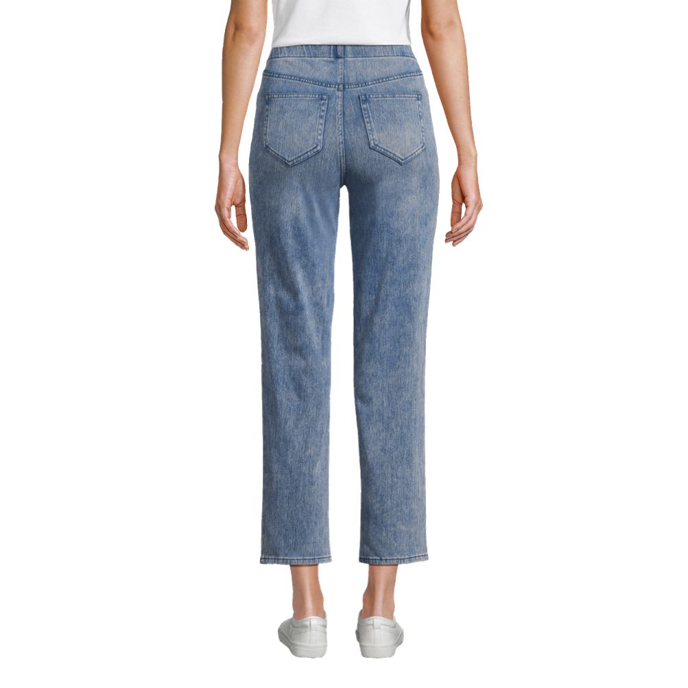 Women's Starfish High Rise Knit Denim Straight Crop Jeans