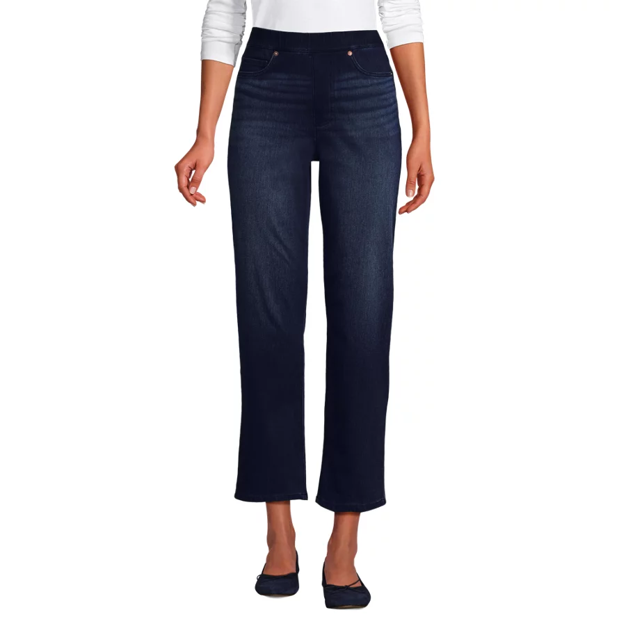 Women's Starfish High Rise Knit Denim Straight Crop Jeans view 4