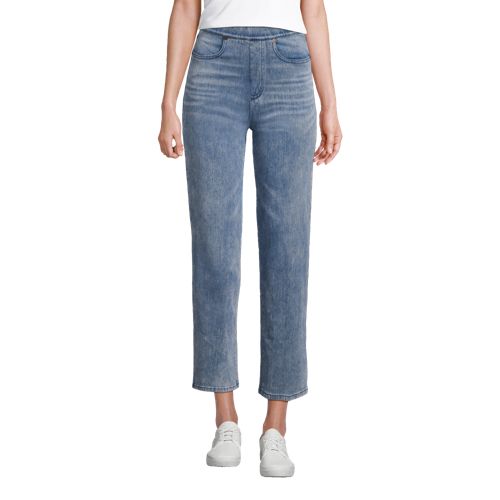 Women's Starfish High Rise Knit Denim Straight Crop Jeans, Front