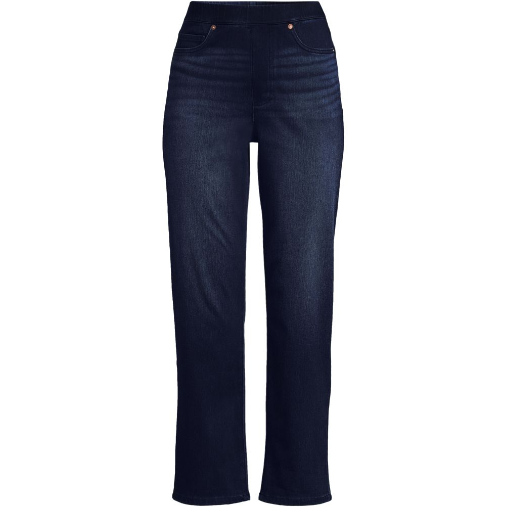 Women's Starfish High Rise Knit Denim Straight Crop Jeans | Lands' End