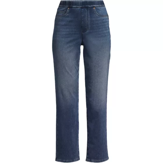 Women's Plus Size Starfish High Rise Knit Denim Straight Crop Jeans - primary