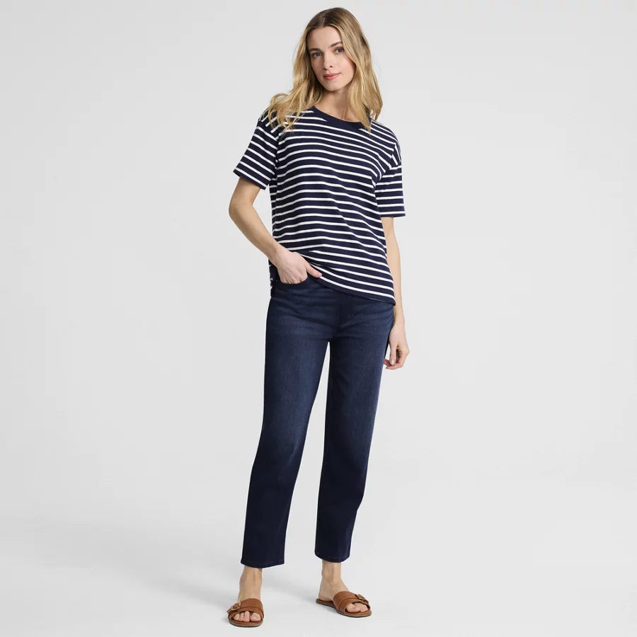 Women's Starfish High Rise Knit Denim Straight Crop Jeans view 6