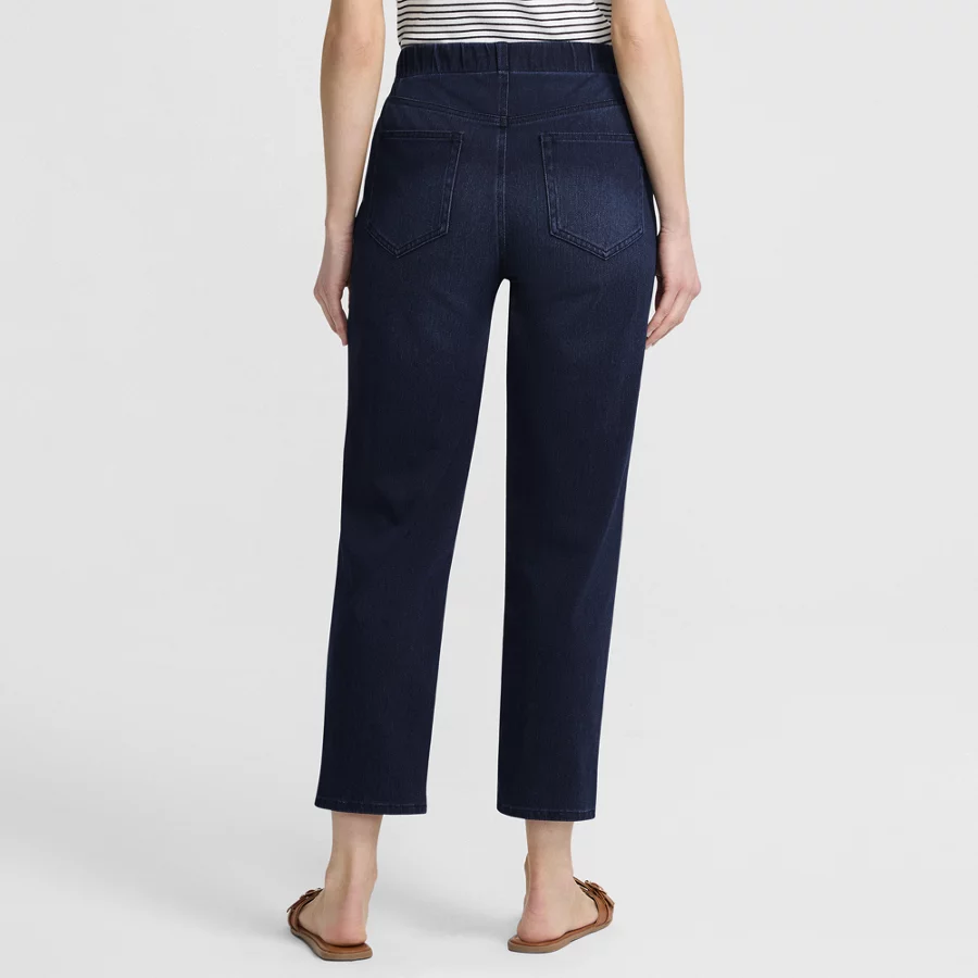 Women's Starfish High Rise Knit Denim Straight Crop Jeans view 7