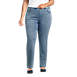 Women's Plus Size Starfish Mid Rise Pull On Knit Denim Straight Jeans, Front