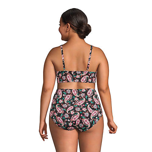 Women's Plus Size Chlorine Resistant Smocked V-neck Bikini Swimsuit Top with Adjustable Straps - Secondary