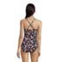 Women's Chlorine Resistant Smocked Square Neck One Piece Swimsuit with Adjustable Straps, Back