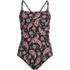 Women's Chlorine Resistant Smocked Square Neck One Piece Swimsuit with Adjustable Straps, Front