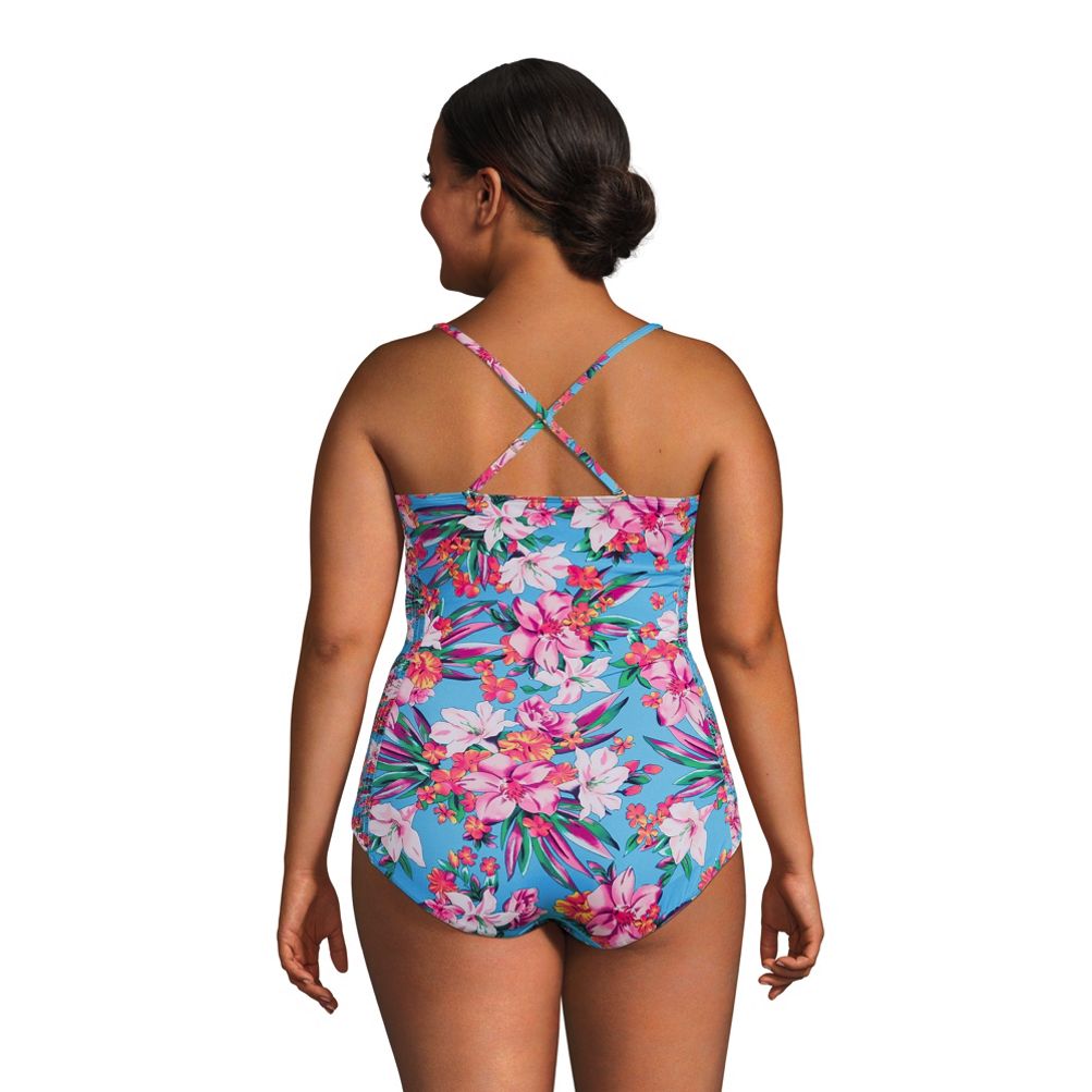 Swimsuits for All Women's Plus Size Chlorine Resistant Square Neck One  Piece Swimsuit, 24 - Multi Flower