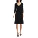 Women's Lightweight Cotton Modal 3/4 Sleeve Fit and Flare V-Neck Dress, Front