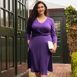 Women's Plus Size Lightweight Cotton Modal 3/4 Sleeve Fit and Flare V-Neck Dress, alternative image