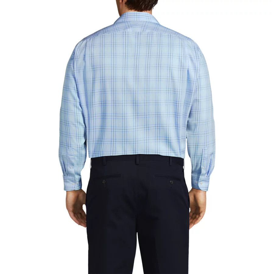 Men's Pattern No Iron Supima Pinpoint Straight Collar Dress Shirt