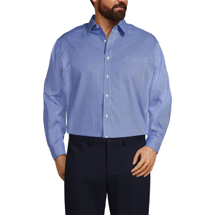 Men's Pattern No Iron Supima Pinpoint Straight Collar Dress Shirt view 4