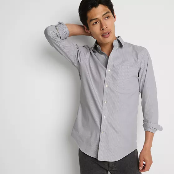 Men's Tailored No Iron Supima Cotton Pinpoint Buttondown Collar Dress Shirt - primary
