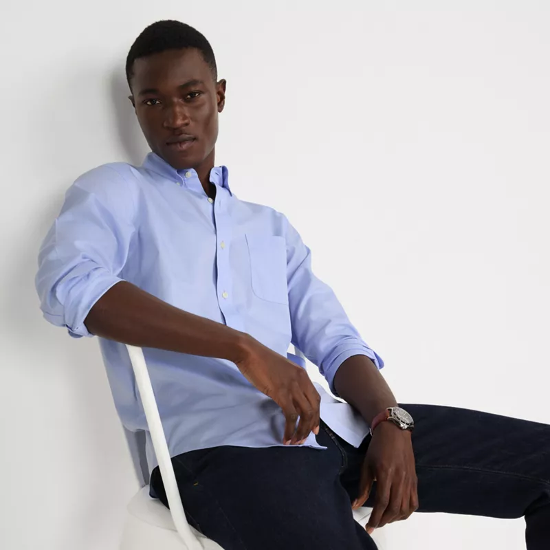 Men's No Iron Supima Cotton Pinpoint Buttondown Collar Dress Shirt, alternative image