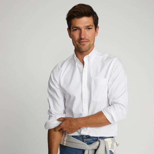 Mens White Tailored Fit Dress Shirts | Lands' End