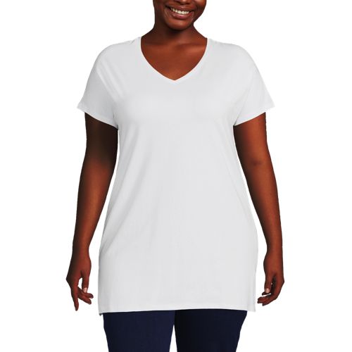 Plus Size Tunic Tops for Women Plus Size Short Sleeve Blouse with Pocket V  Neck Going