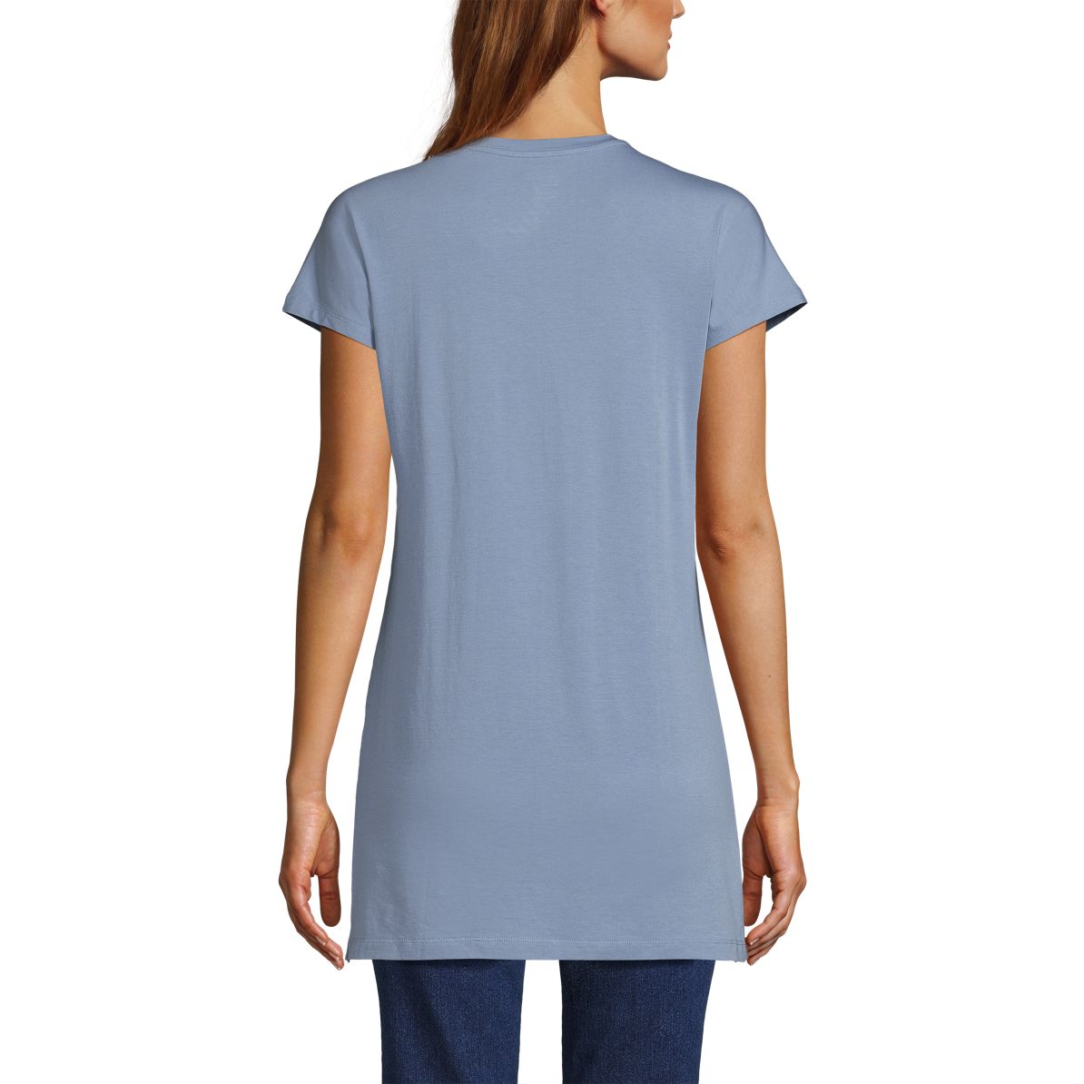 Women's Short Sleeve Jersey Extra Long Vneck Tunic