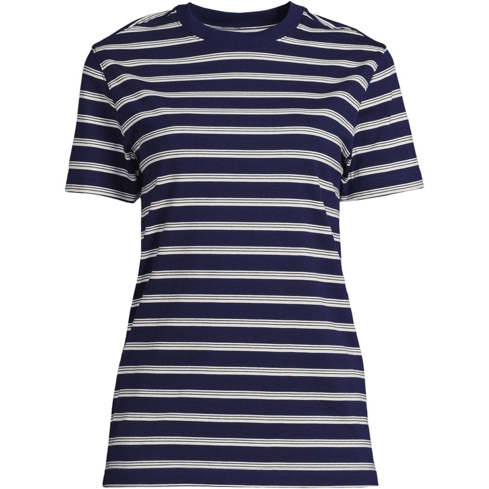 Lands' End Women's Cotton Rib Short Sleeve Crewneck T-shirt 