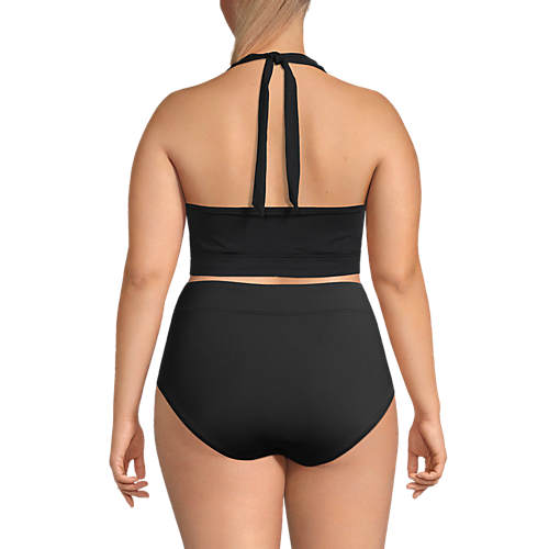 Women's Plus Size Chlorine Resistant Square Neck Halter Bikini Swimsuit Top - Secondary