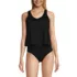 Women's Chlorine Resistant V Neck One Piece Fauxkini Swimsuit, Front