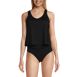 Women's Chlorine Resistant V Neck One Piece Fauxkini Swimsuit, Front