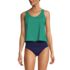 Women's Chlorine Resistant V Neck One Piece Fauxkini Swimsuit, Front
