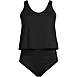 Women's Chlorine Resistant V-neck One Piece Fauxkini Swimsuit Faux Tankini Top, Front