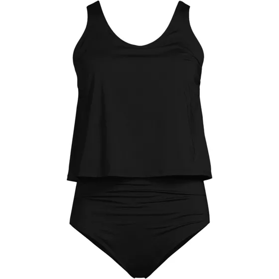 Women's Chlorine Resistant V-neck One Piece Fauxkini Swimsuit - primary