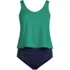Women's Chlorine Resistant V Neck One Piece Fauxkini Swimsuit, Front