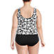 Women's Plus Size Chlorine Resistant V-neck One Piece Fauxkini Swimsuit Faux Tankini Top, Back