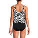 Women's Chlorine Resistant V-neck One Piece Fauxkini Swimsuit Faux Tankini Top, Back