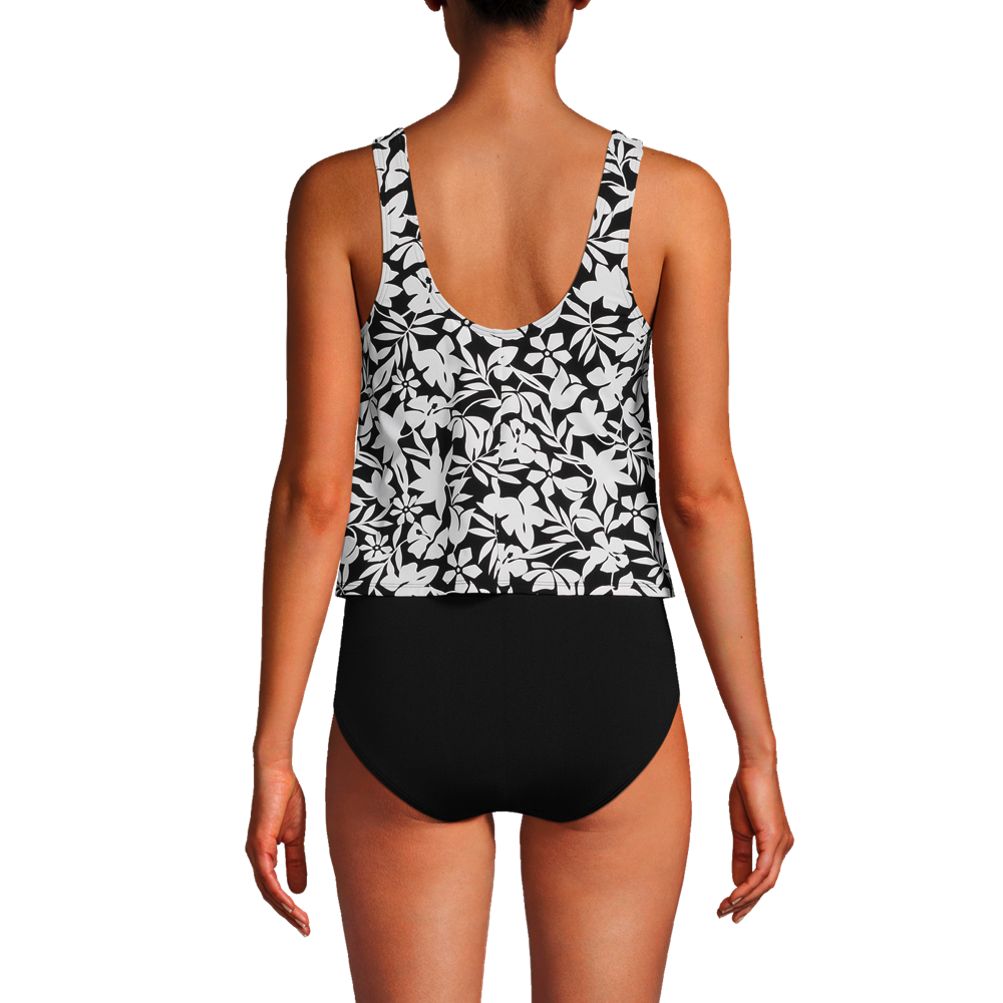 Lands' End Womens DJ Chlorine Resistant Draped One Piece Swimsuit Control  Wild Blossom Neroli Flowers D-Cup 6 at  Women's Clothing store