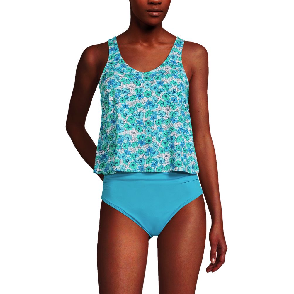 Lands' End Womens DJ Chlorine Resistant Draped One Piece Swimsuit Control  Wild Blossom Neroli Flowers D-Cup 6 at  Women's Clothing store