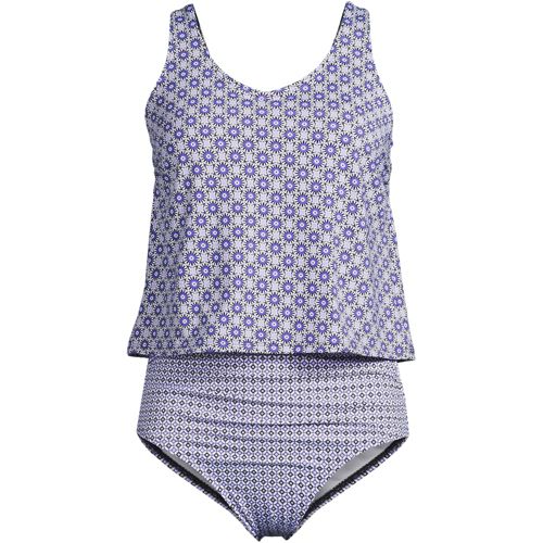 Women's Fauxkini V-Neck Swimsuit | Lands' End