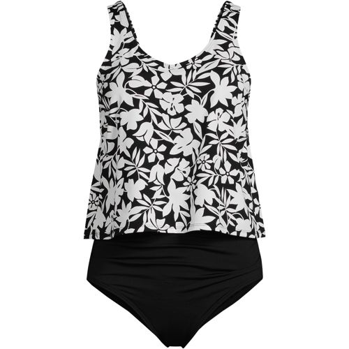 Lands' End Land' End Women' Long Chlorine Reitant Tummy Control Grecian  Tankini Swimuit Top Adjutable Strap - 2 - Black - ShopStyle Two Piece  Swimsuits